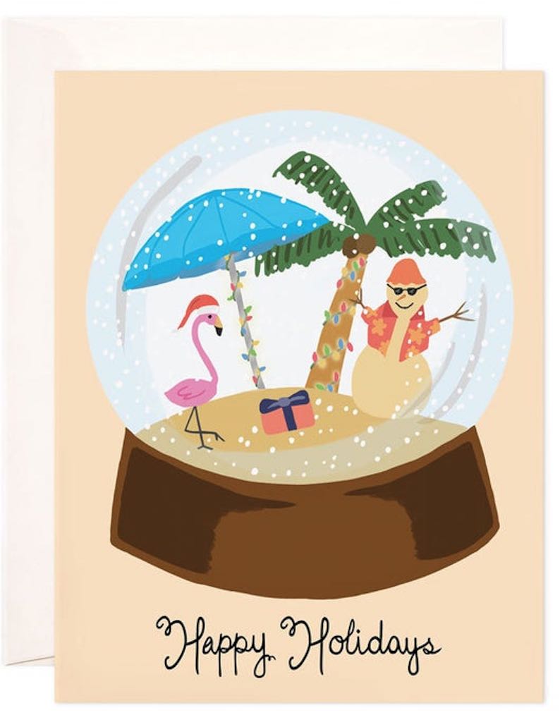 Tropical Christmas Beach-Themed Greeting Card