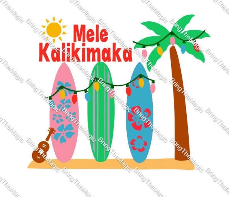 Tropical Christmas Mele Kalikimaka SVG Clip Art