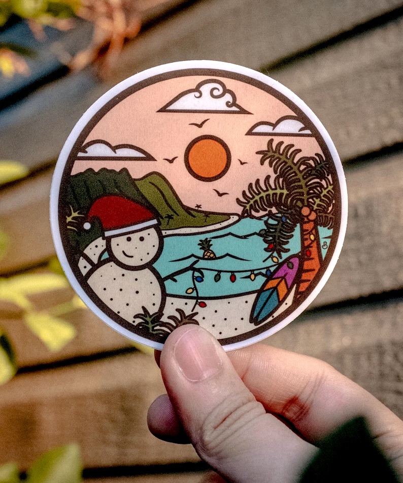 Mele Kalikimaka Beach Holiday Sticker