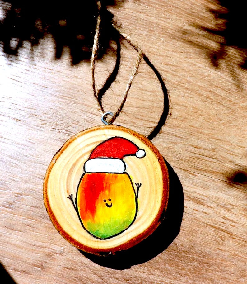 Handmade Mele Kalikimaka Mango Ornament