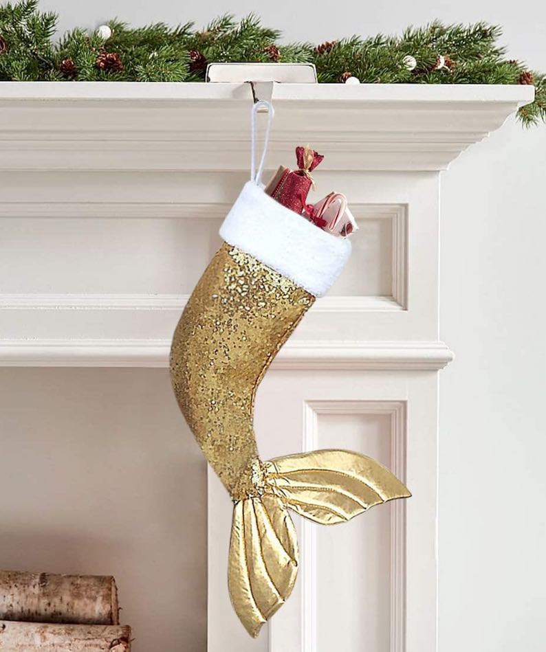 Mermaid Tail with Sequins Christmas Stocking