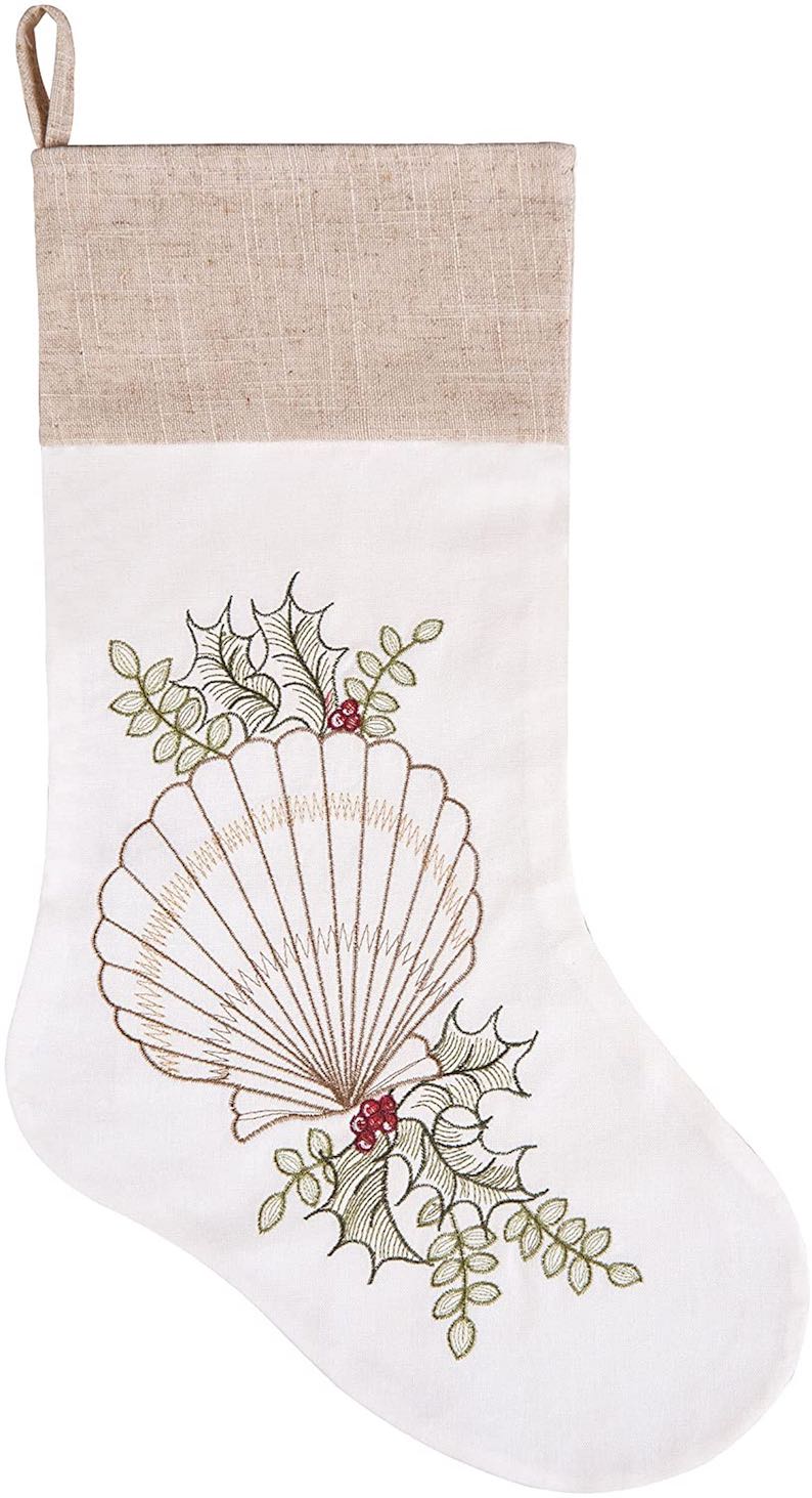 Shells with Holly Christmas Stocking