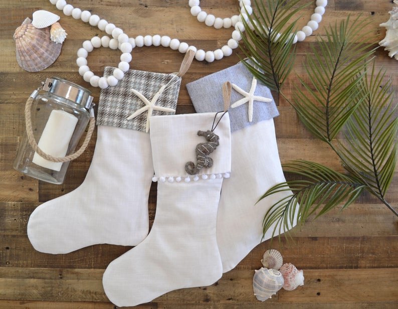 Linen Look Neutral Beach Stocking