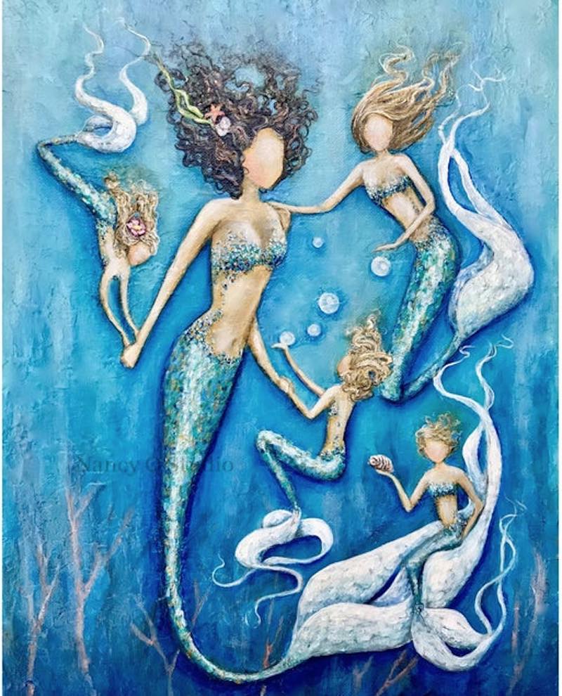 Mother and Daughters Mermaid print