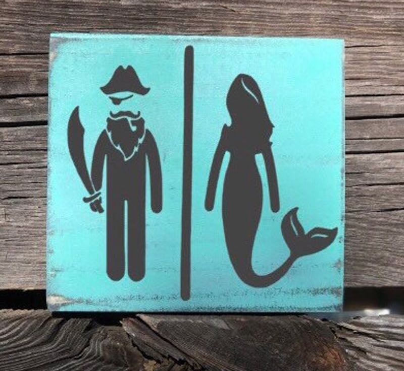 Pirate & Mermaid Bathroom Sign
