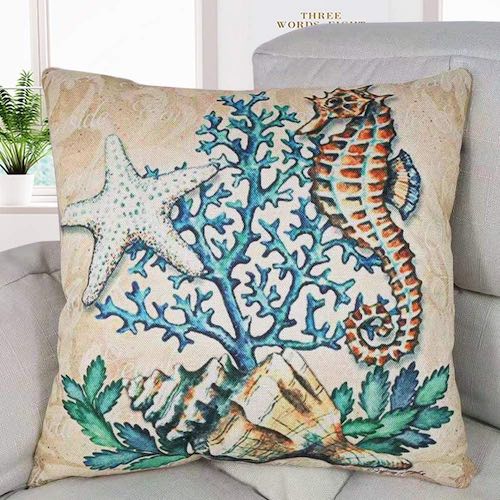 Coastal Sketch Shells Outdoor Decorative Pillow - Laural Home