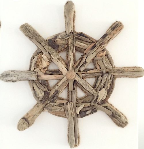 artist: Emma Stevens - driftwood ship wheel
