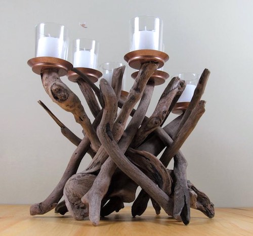 artists: Naomi and Steve Mailloux - driftwood candle holder