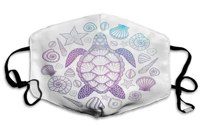 Ombre Sea Turtle and Seashell Face Mask