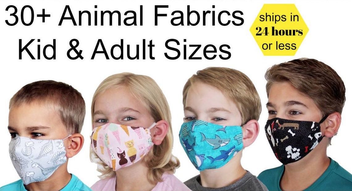 Animal Print Cotton Kids’ Face Masks