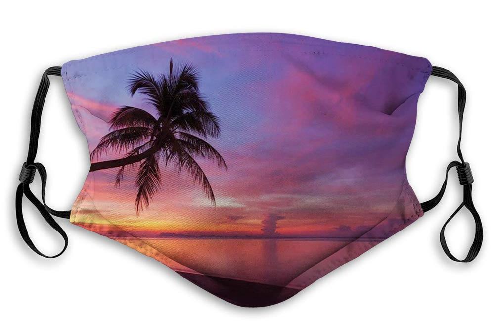 Violet Sunset on a Sandy Beach Face Mask