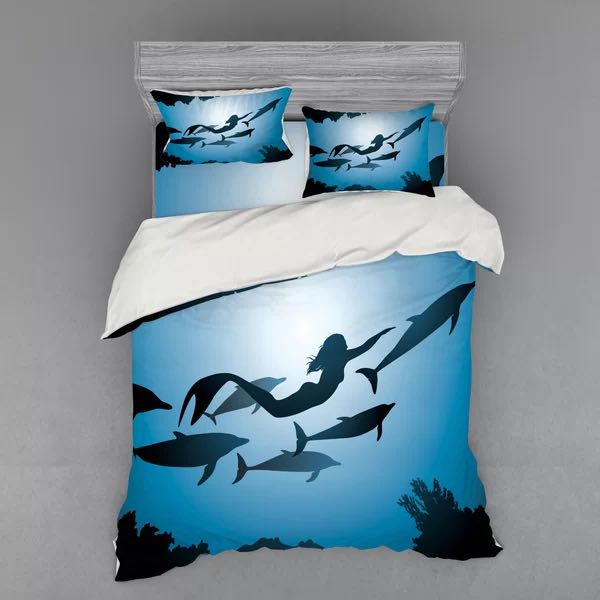 Mermaid and Dolphins Duvet Set