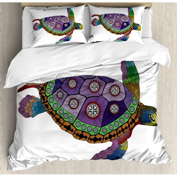 Psychedelic Sea Turtle Duvet Cover Set