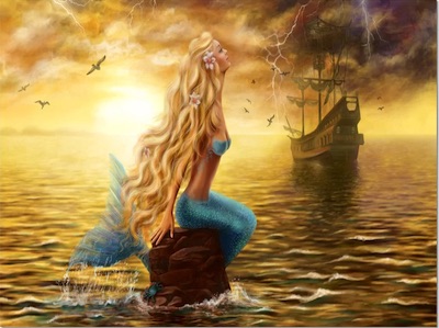 Mermaid with Ghost Ship