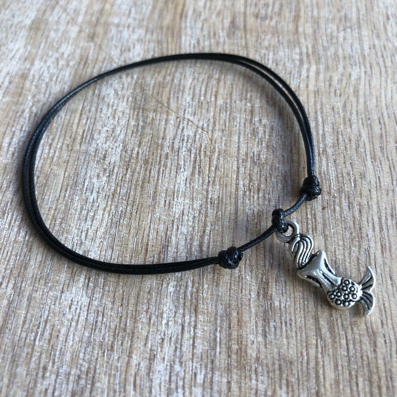 Mermaid Anklet, Black Waxed Cord Anklet