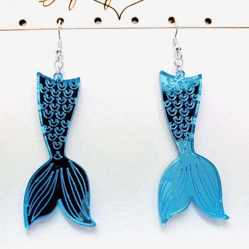 Laser Cut Mermaid Tail Acrylic Earrings