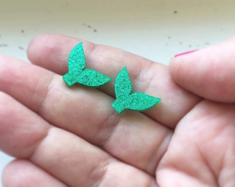 Green Glitter Mermaid Tail Earrings