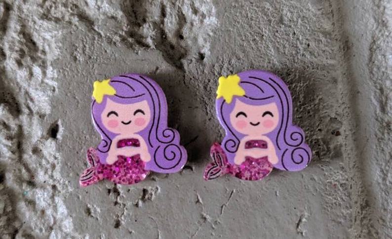 Purple Mini-Mermaid Earrings