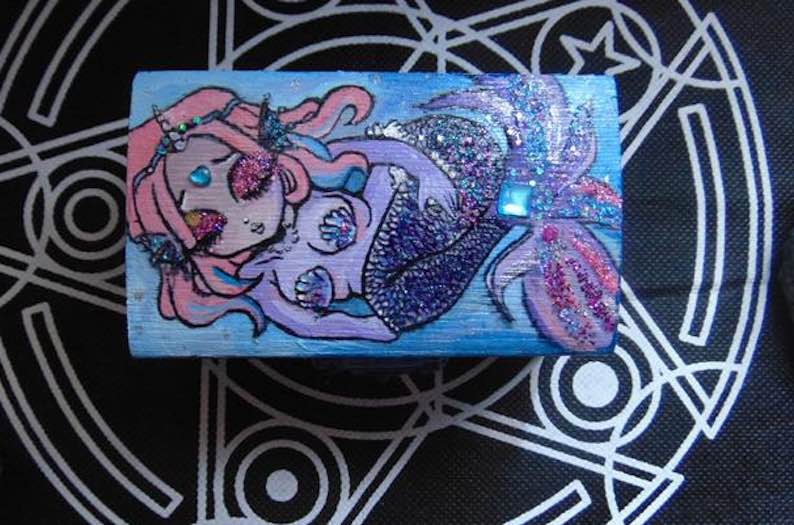 Mermaid in Purple Patina Jewelry Box