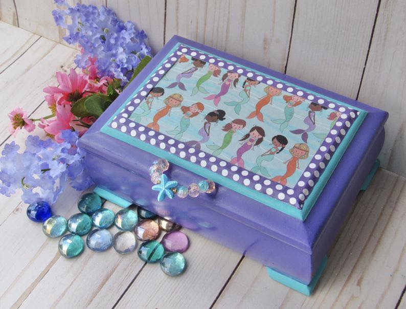 Upcycled Vintage Girl’s Mermaid Jewelry Box