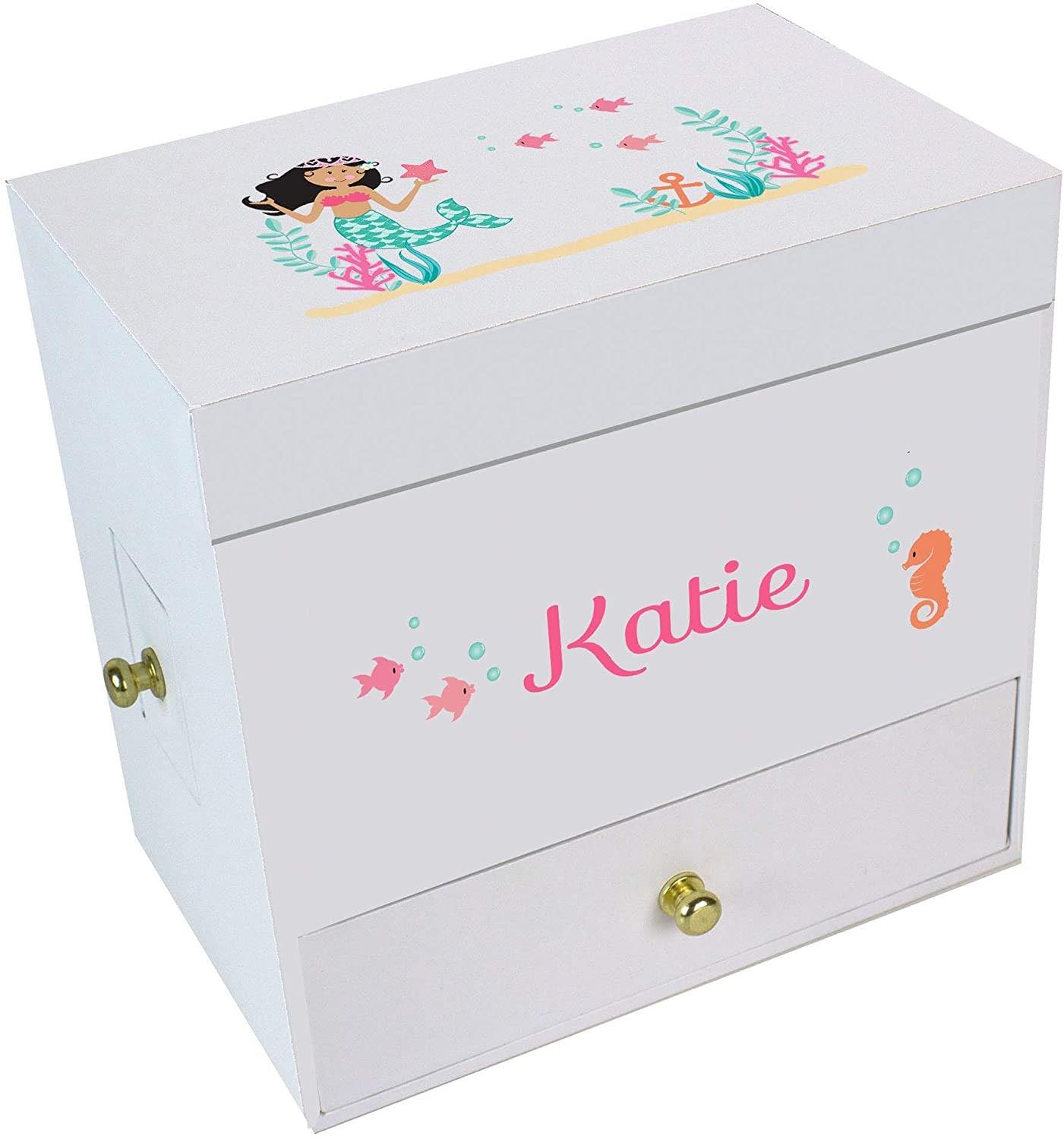 Personalized African American Little Mermaid Musical Ballerina Jewelry Box