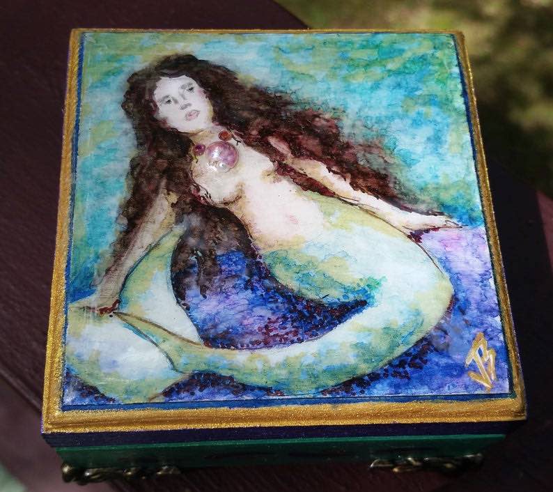 Hand Painted Mermaid Box