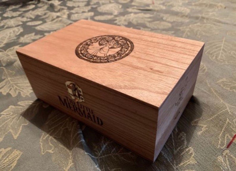 Little Mermaid Engraved Wooden Box / Mermaid Trinket Box