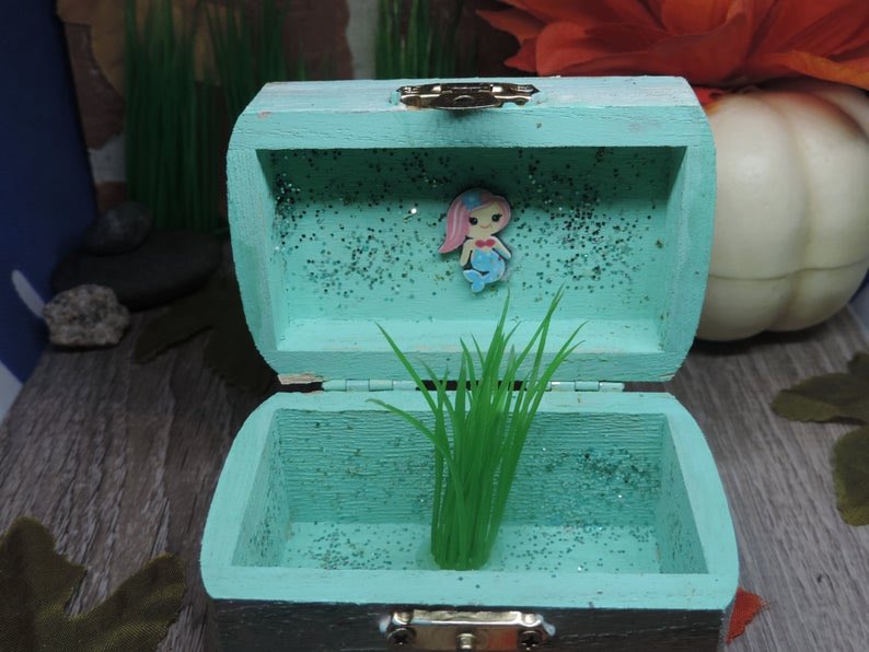 Hand-Painted Wooden Mermaid Jewelry Box