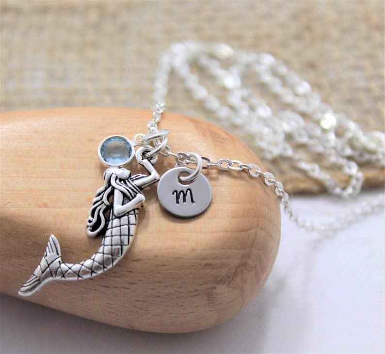 Personalized Silver Mermaid Pendant