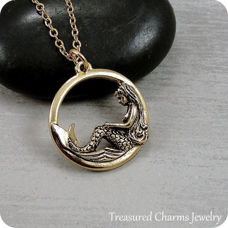 Gold Mermaid Charm Necklace