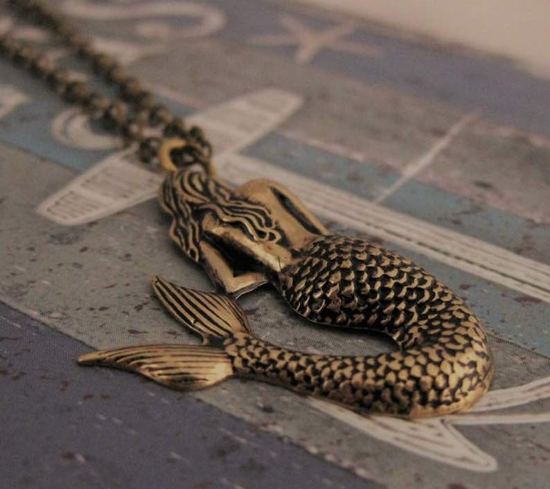 Antique Gold Mermaid Pendant