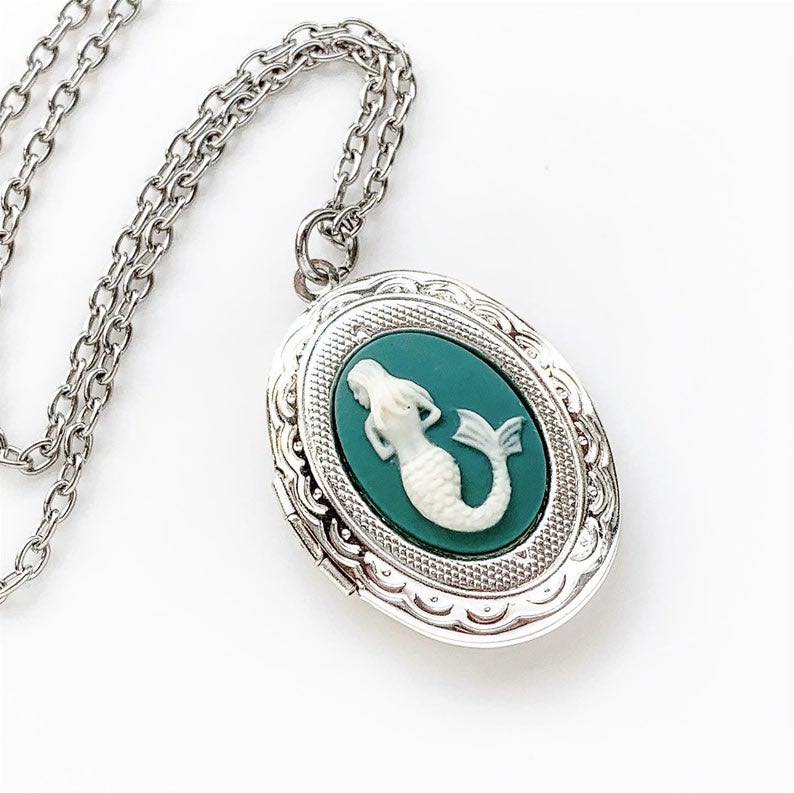 Mermaid Locket Cameo Necklace