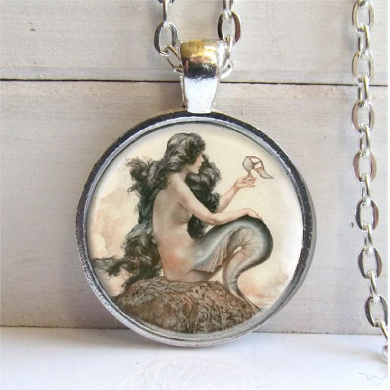 Vintage Art Mermaid Necklace