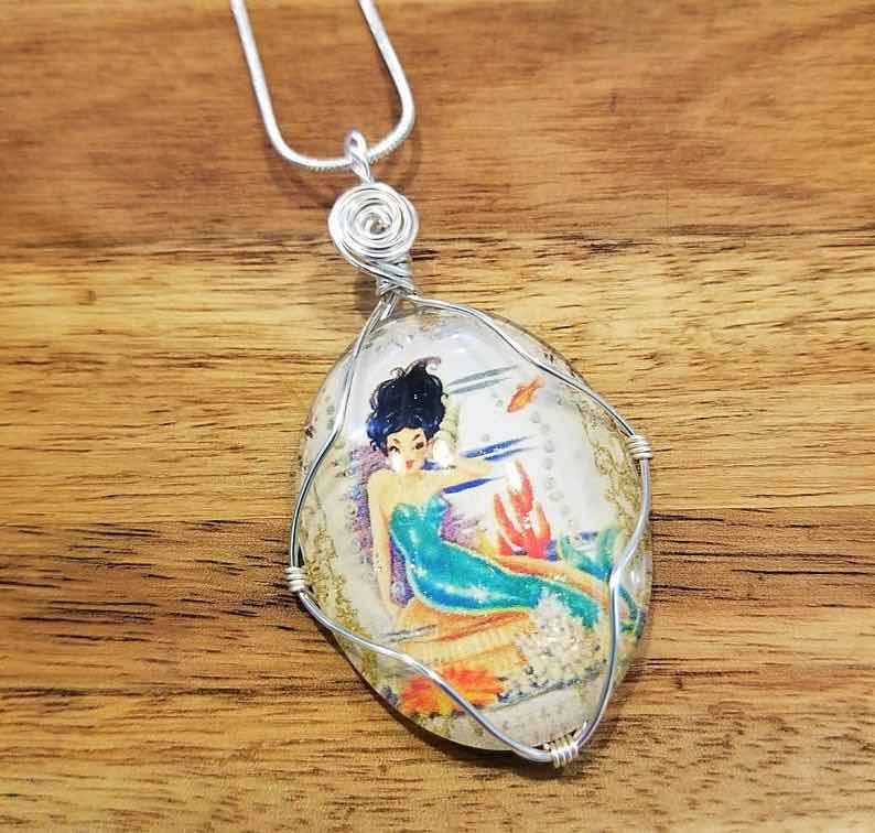 Wire-wrapped Handmade Mermaid Necklace