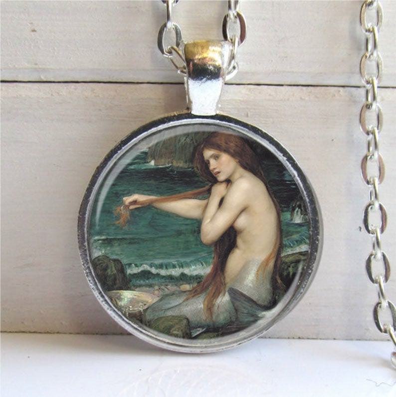 Classical Painting Mermaid Pendant