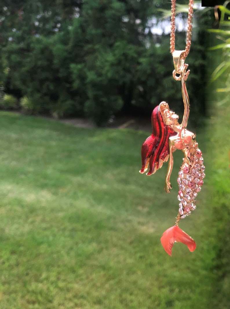 Red Mermaid on a 28” Chain