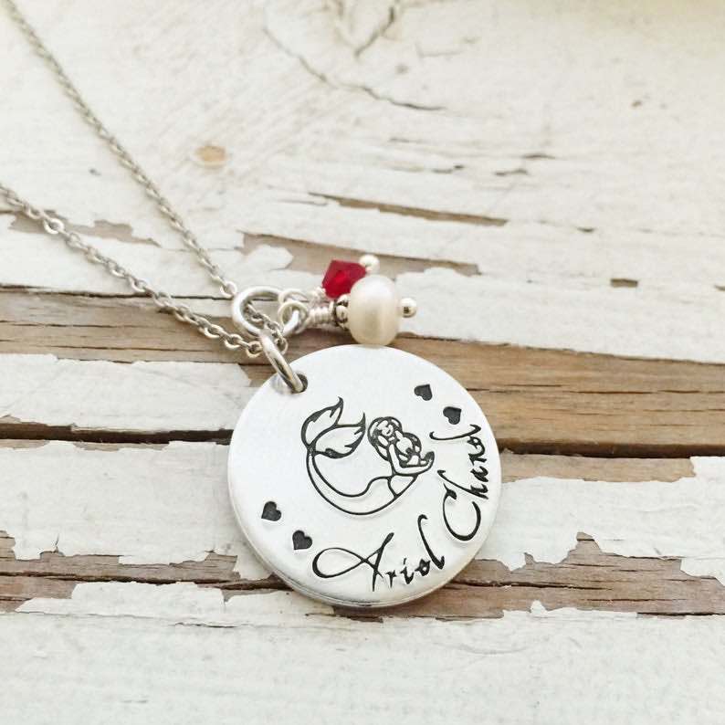 Hand Stamped Mothers Mermaid Necklace