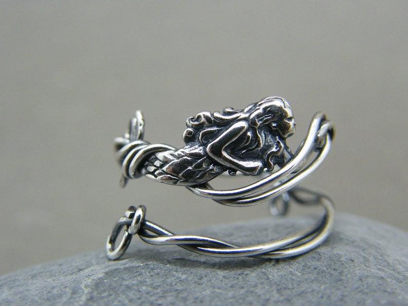 Wire-Wrapped Mermaid Thumb Ring