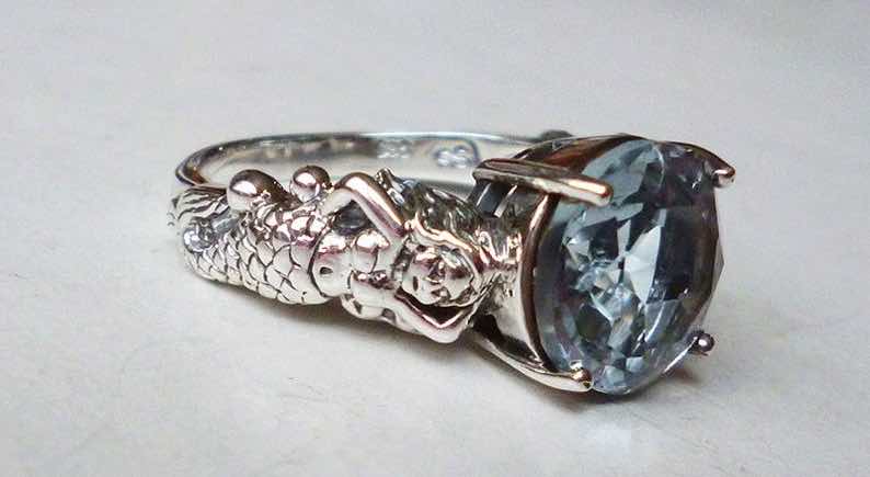 Mesmerizing Antique Style Aquamarine Mermaid Ring