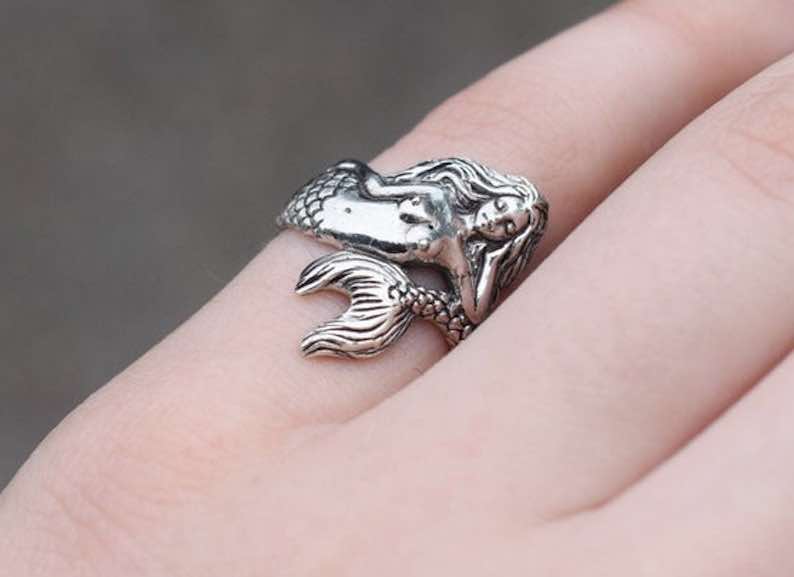 Sterling Silver Figural Mermaid Ring
