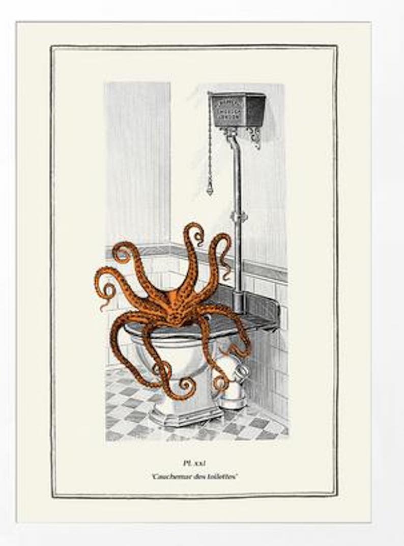 Funny Bathroom Octopus Print