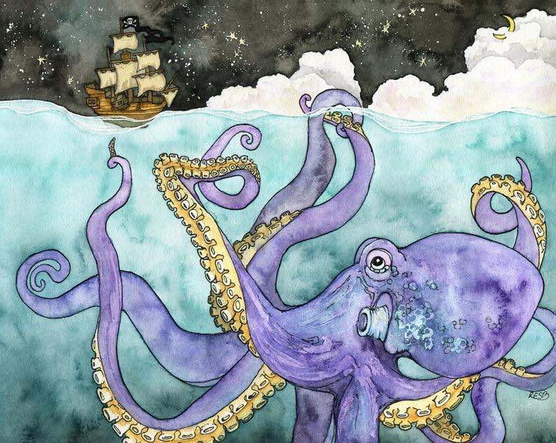 “Davy Jones Locker” Watercolor Print