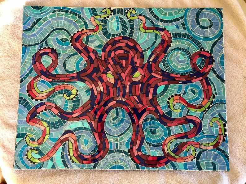 Aluminum Can Octopus Mosaic