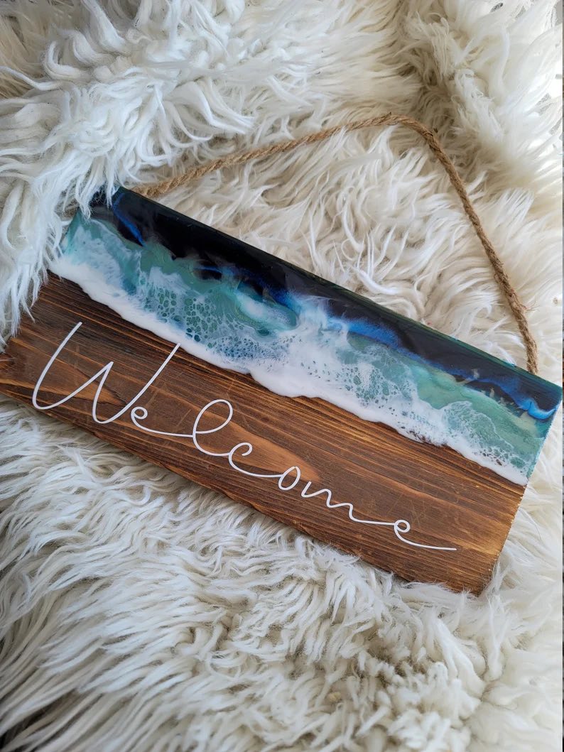 Beach Resin Welcome Sign by Heather Hall