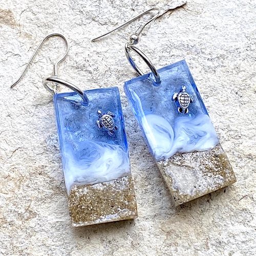 artist: Kathy Kuchta - resin and turtles ocean earrings