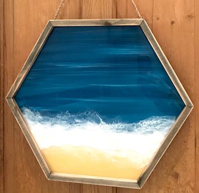 artist: Kerry Thompson - resin seascape portal painting (resin ocean painting)