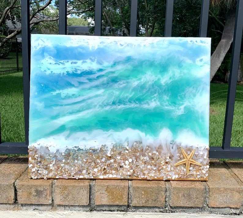 beach ocean resin art