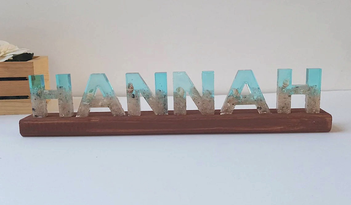 Name in Beach Resin Letters by Porsha Twine