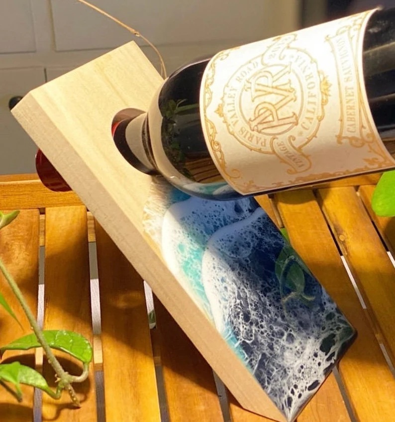 Ocean-themed Balancing Wine Bottle Holder by Teri Harris