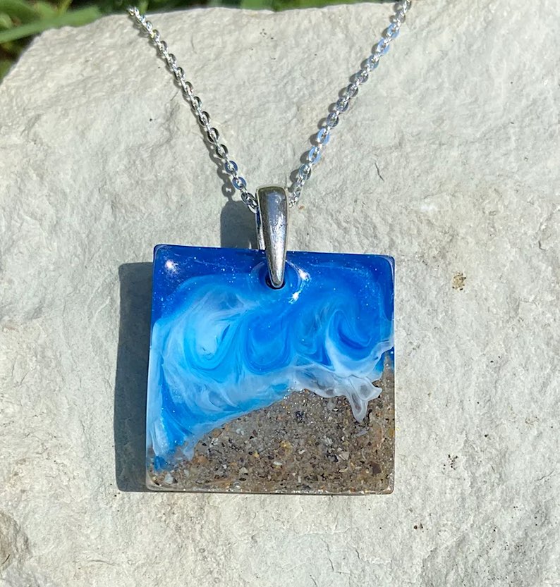 Ocean Resin and Sand Pendant by Tina Bupp